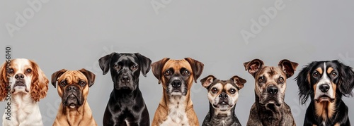 Canine assembly showcasing a diverse mix of dog breeds photo