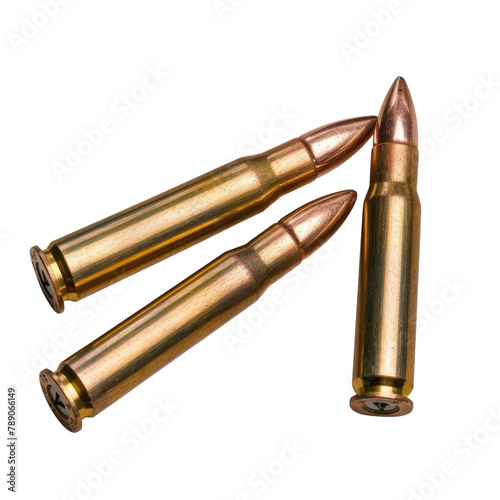 Many bullets on white background. Military ammunition