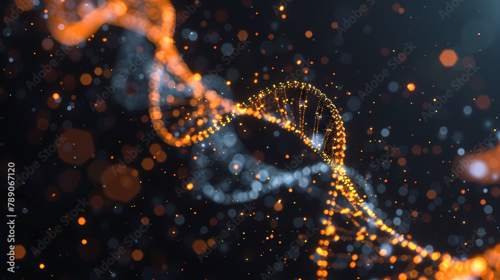 The digital DNA strands form a helical pattern The digital DNA strands form a helical pattern