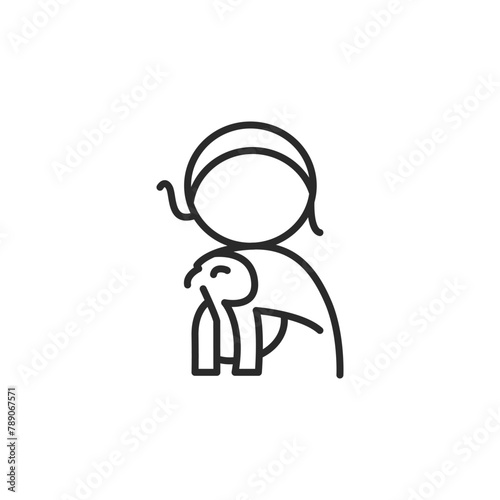 Ra deity icon. Simplistic depiction of the ancient Egyptian sun god Ra, recognizable by the solar disk. Ideal for educational content, cultural articles and thematic designs. Vector illustration 