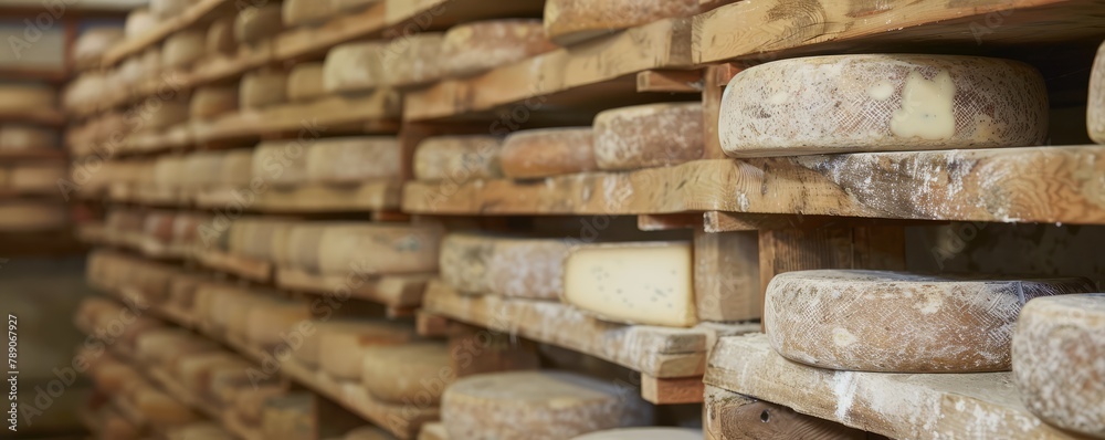 Aging of the many ripened cheese from cow milk. Aging of the many ripened cheese from cow milk.