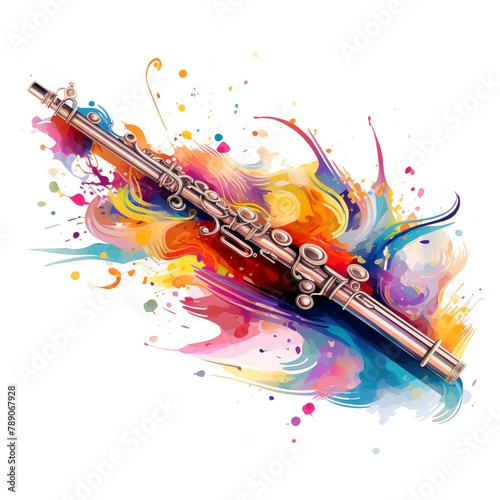 Abstract and colorful illustration of a flute on a white background