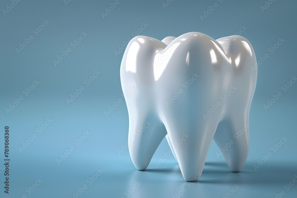 White Tooth Model on Blue Background. Generative AI White Tooth Model on Blue Background. Generative AI