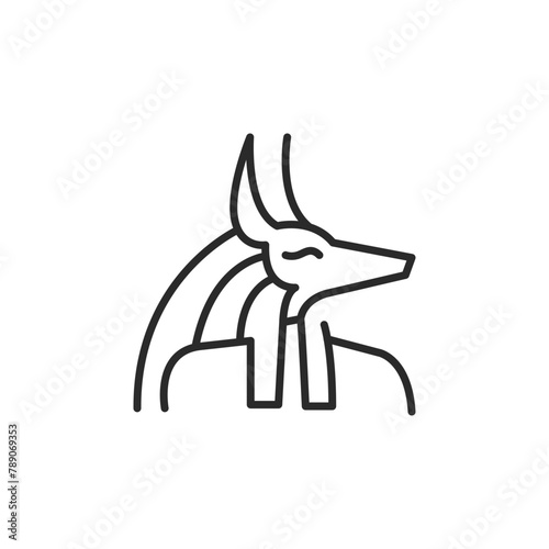Anubis icon. Simple iconography of Anubis, the ancient Egyptian jackal-headed god of the afterlife and mummification. Ideal for educational content and cultural heritage projects. Vector illustration