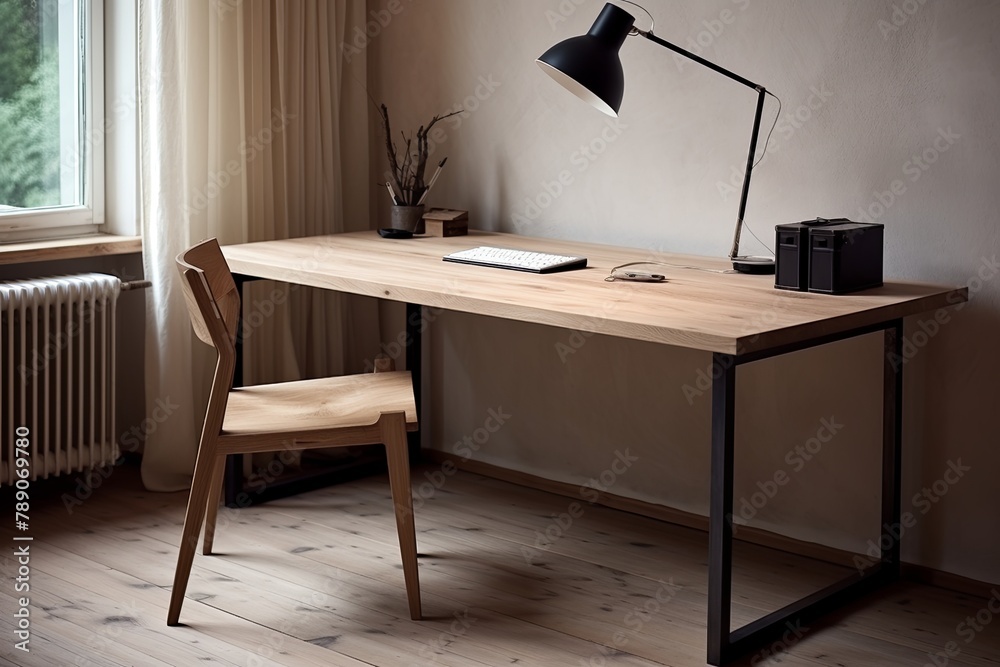Solid Wood Desk and Metal Frame Chair: Digital Detox Minimalist Space Ideas Solid Wood Desk and Metal Frame Chair: Digital Detox Minimalist Space Ideas