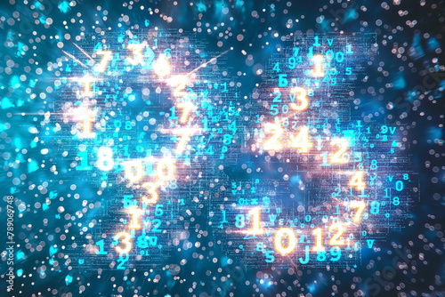 abstract picture mathematical symbols glowing numbers Solving mathematical equations Solving physics equations, background image, cover image © SongMin