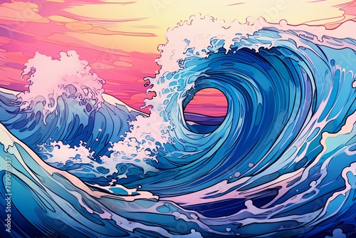 Oceanic Fluid Color Wave Illustrations: Inspiring Environmental Organization Awareness