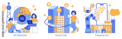 hyperconnectivity. Flat Vector Illustration