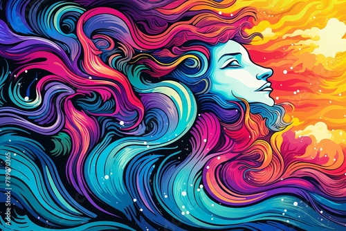 Fluid Color Wave Illustrations: Psychedelic Swirls Event Poster Design