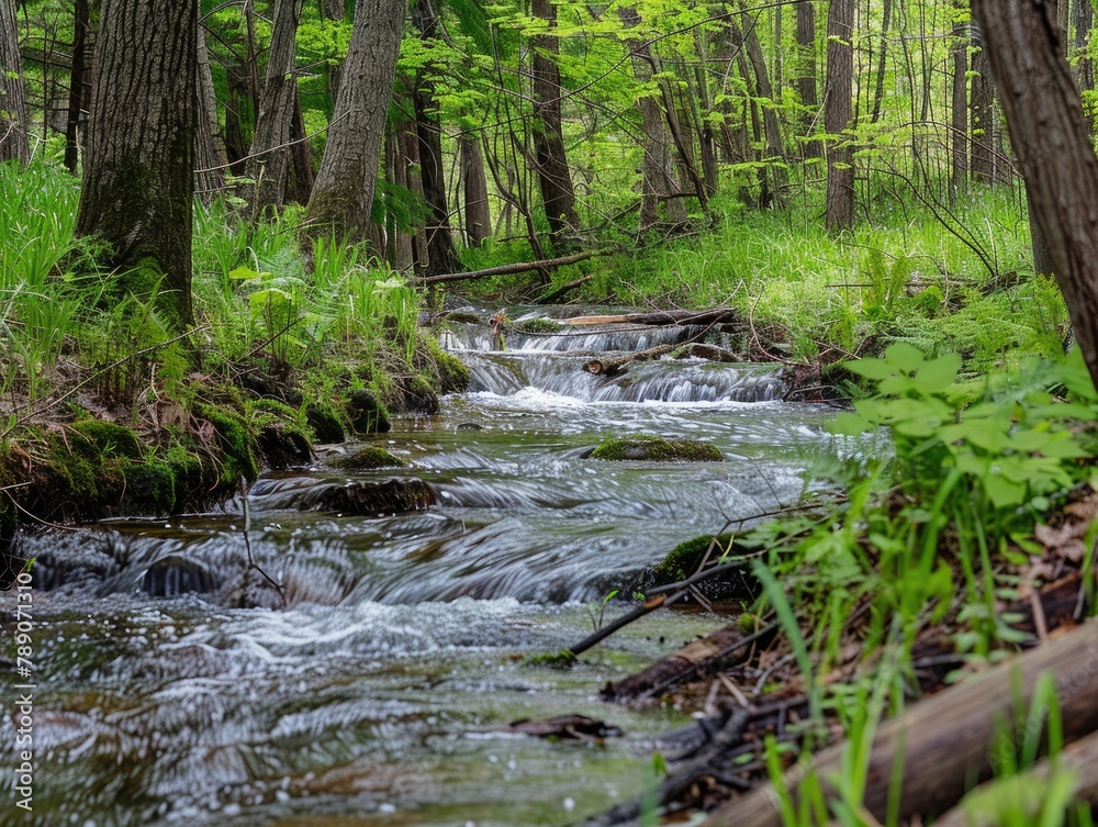 Babbling Brook: Soft Echoes in the Serene Forest Surroundings Babbling Brook: Soft Echoes in the Serene Forest Surroundings