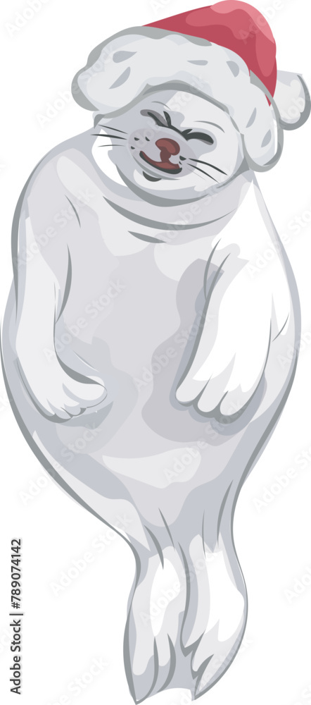 Christmas seal cartoon on a transparent background.
Christmas seal cartoon on a transparent background.