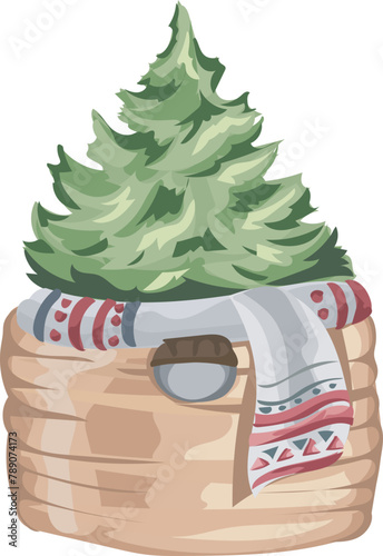 Christmas tree cartoon on a transparent background.
