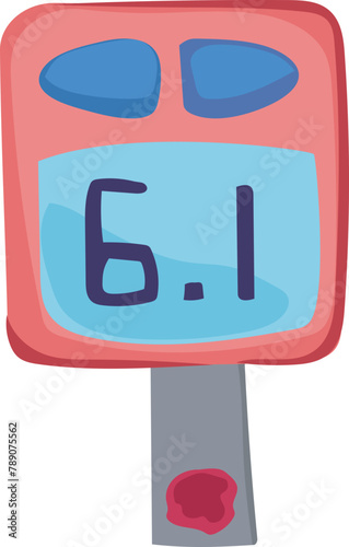Blood glucose test on a transparent background.
