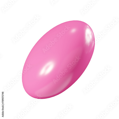 Birthday party popper pink confetti streamer round element 3d render illustration. (ID: 789075748)
