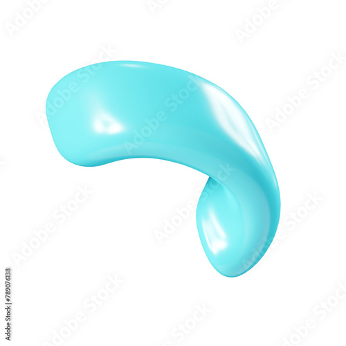 Birthday party popper turquoise confetti streamer element. 3d render illustration. (ID: 789076138)
