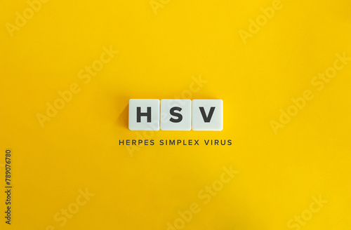 HSV, Human Simplex Virus. Incurable Viral, Sexually Transmitted Infection. Acronym and Text on Block Letter Tiles on Flat Background. Minimalist Aesthetics. photo