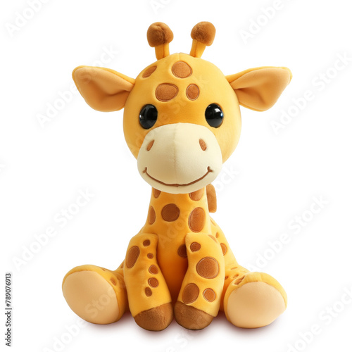Cute, adorable, cartoon giraffe stuffed and fluffy toy. PNG file with transparent background. AI 