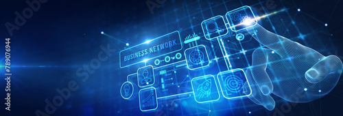 Business, Technology, Internet and network concept. Online Business Network. 3d illustration