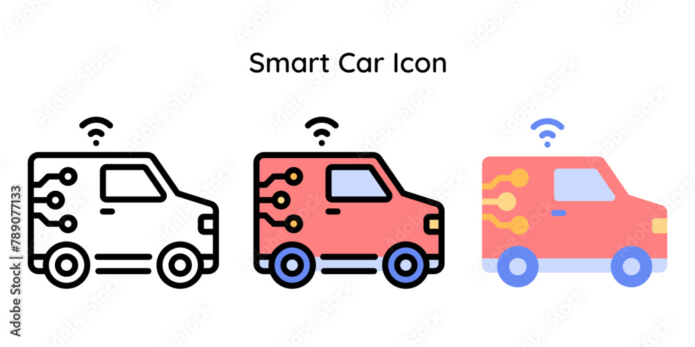 Smart Car Icon Related to Internet of Things. Line, Line Color, Flat Style. Smart Car Icon Related to Internet of Things. Line, Line Color, Flat Style.