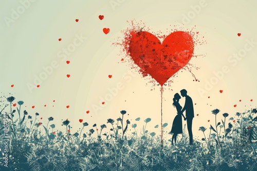 Colorful and Soulful Couple Art: Enthusiast and Partnership Art Illustrations with Blissful and Heartfelt Connections for Lovers