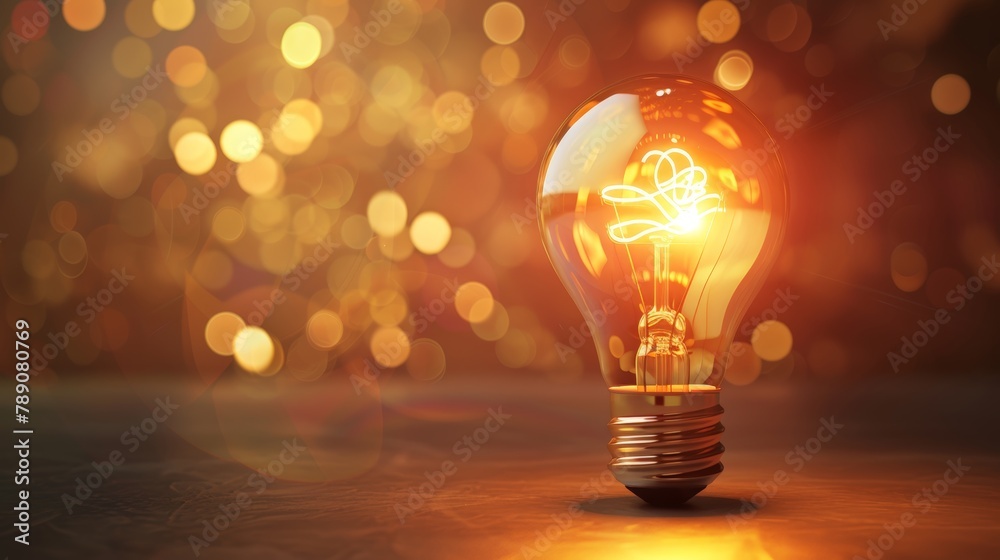 A light bulb is lit up and shining brightly A light bulb is lit up and shining brightly