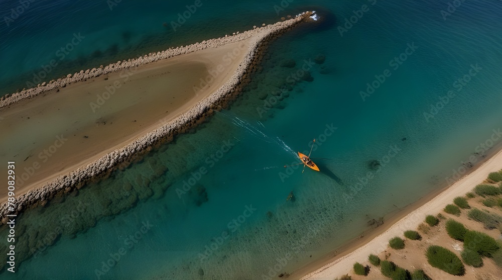 Aerial view of a waterbike, Sicily, italy.generative.ai