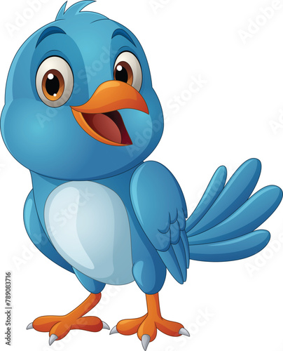 Blue bird cartoon posing
