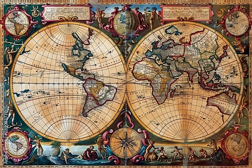 Antique world map. Antique map of the world .
