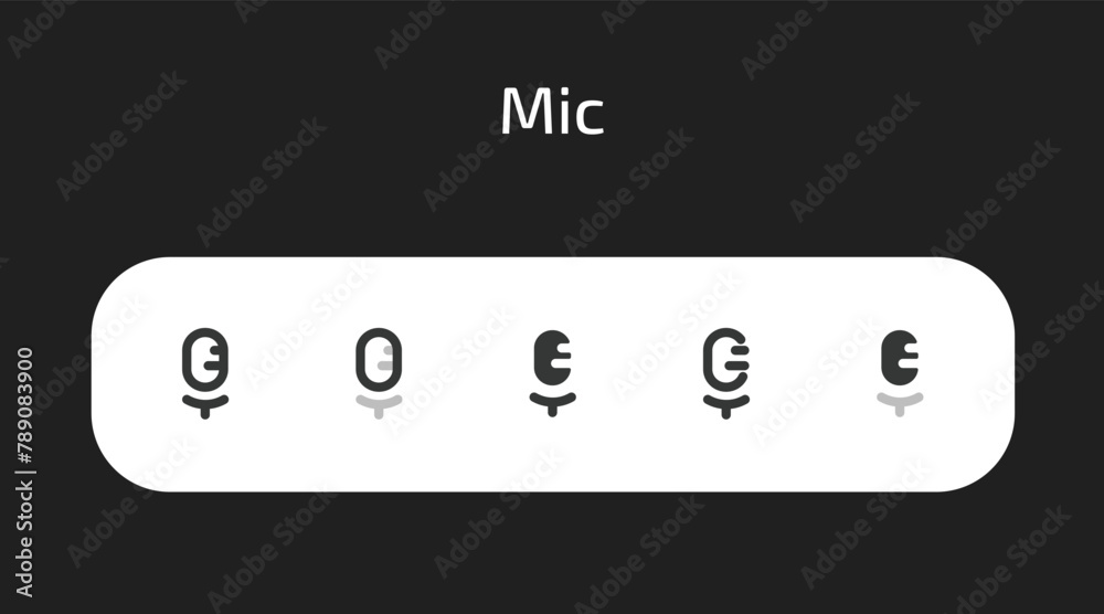 Mic icons in 5 different styles as vector Mic icons in 5 different styles as vector