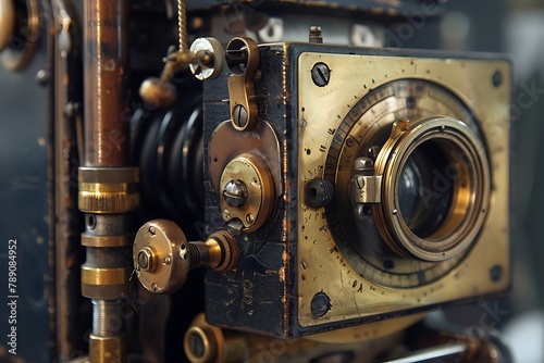 : An antique camera with a bellows and brass fittings, © Ghulam