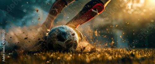 Football, fine art photography, hyperrealistic, ultra-detailed, bright pastel colours, cinematic lighting and shadows
