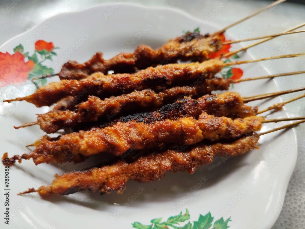 Sate Blora is a chicken satay culinary dish from Blora, Central Java. Satay or sate in Indonesian spelling, is a Southeast Asian form of kebab made from seasoned, skewered and barbecued meat. Sate Blora is a chicken satay culinary dish from Blora, Central Java. Satay or sate in Indonesian spelling, is a Southeast Asian form of kebab made from seasoned, skewered and barbecued meat.