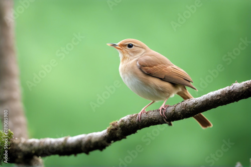Singing nightingale background green nature wildlife wood breeding day loud grey singer russia attracted wild garden bird spring songbird