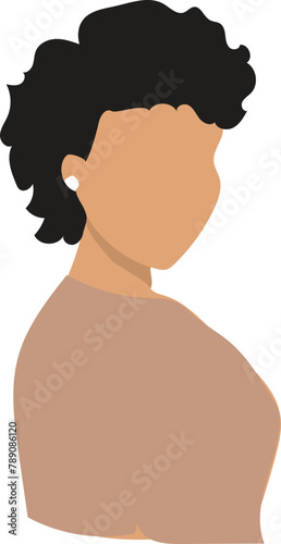 Abstract woman art illustration on transparent background. 