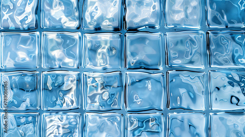 Seamless blue glass tiles texture background window 