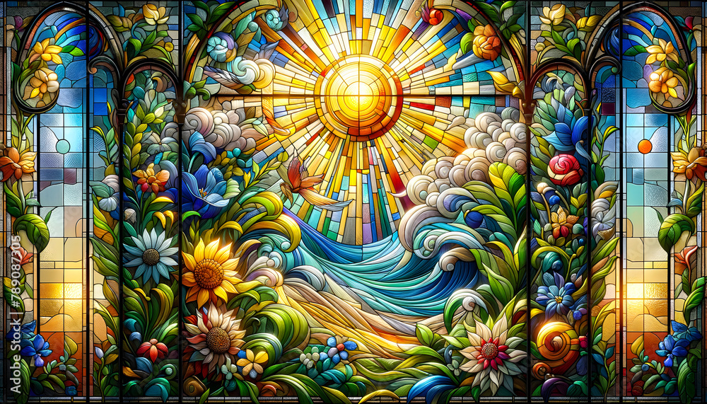 Obraz premium Stained glass spring nature