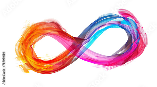 Vividly painted interlocking rings create an infinity symbol, an evocative image for discussions around art, creativity, or autism awareness, white background photo