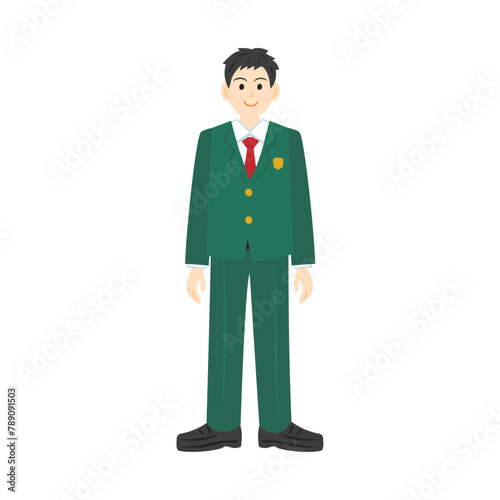 ブレザーを着た男子高校生。フラットなベクターイラスト。 High school student boy wearing a blazer. Flat vector illustration.	