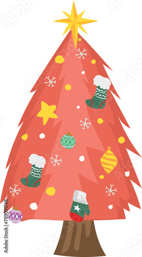 Christmas tree cartoon on a transparent background.