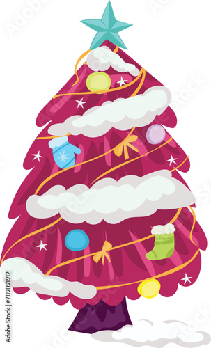 Christmas tree cartoon on a transparent background.