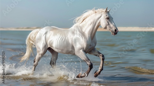 white horse running