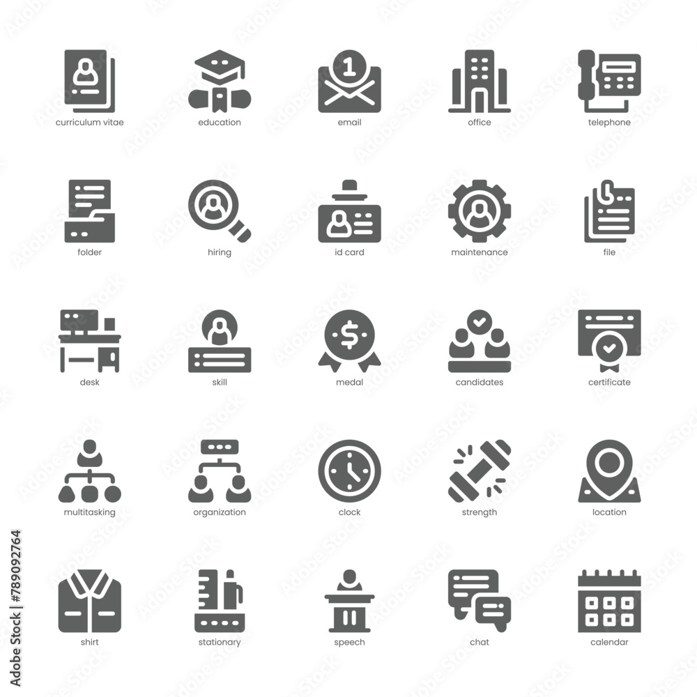 Curriculum Vitae icon pack for your website, mobile, presentation, and logo design. Curriculum Vitae icon glyph design. Vector graphics illustration and editable stroke.