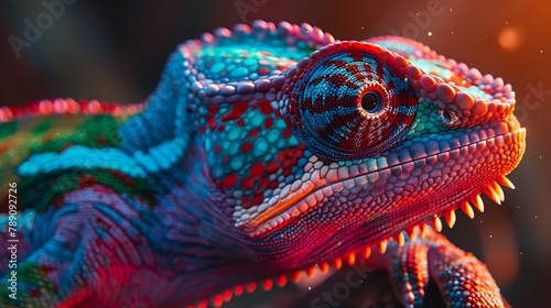 Close up of colorful chameleon : Generative AI © Generative AI
