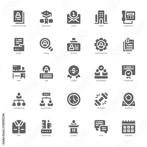 Curriculum Vitae icon pack for your website, mobile, presentation, and logo design. Curriculum Vitae icon glyph design. Vector graphics illustration and editable stroke.