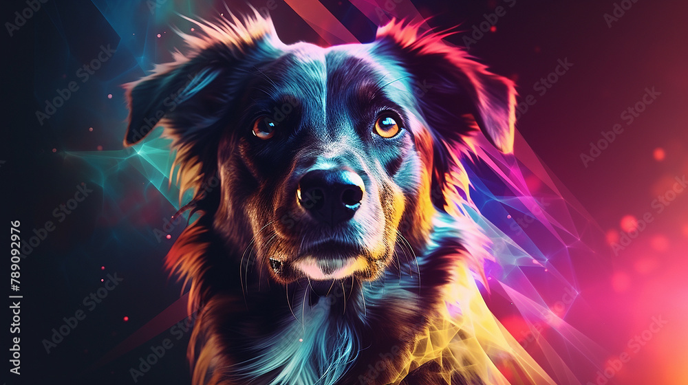 Abstract dog colorful background centered