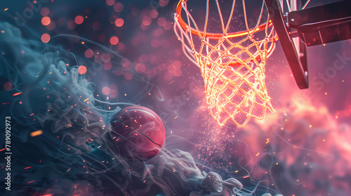 Court of Dreams: The Heartbeat of Basketball, MVP, neon, Game Time: The Intensity of Basketball, basketball net 