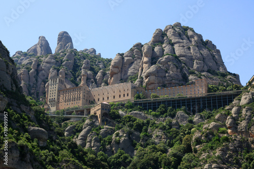 Photography Montserrat monastery on mountain in Barcelona, Catalonia.
