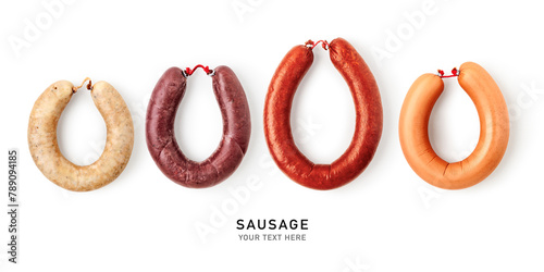 Sausage ring collection isolated on white background .