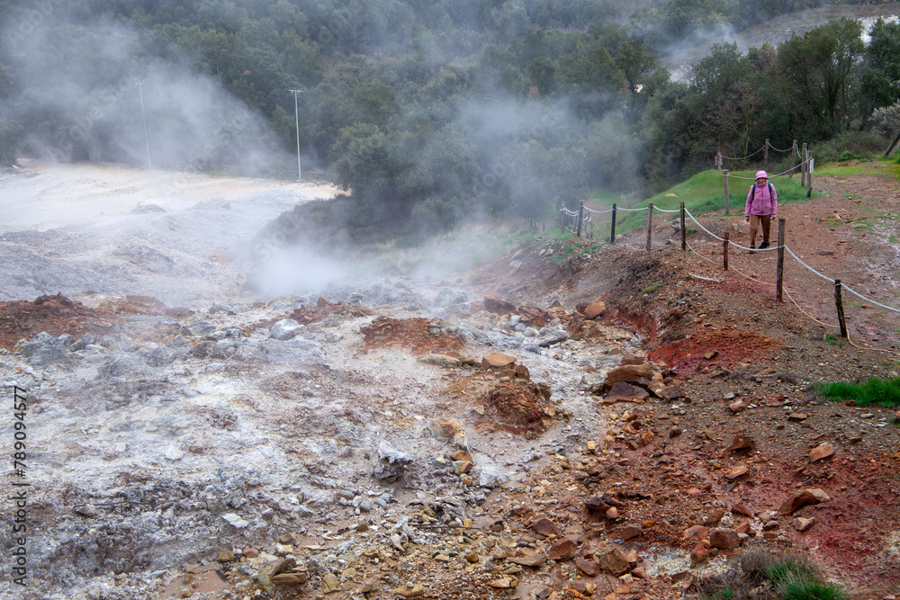 Obraz premium larderello and biancane di monterotondo geothermal phenomenon clean energy production grosseto livorno