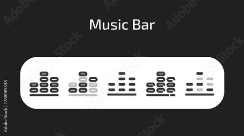 Music Bar icons in 5 different styles as vector